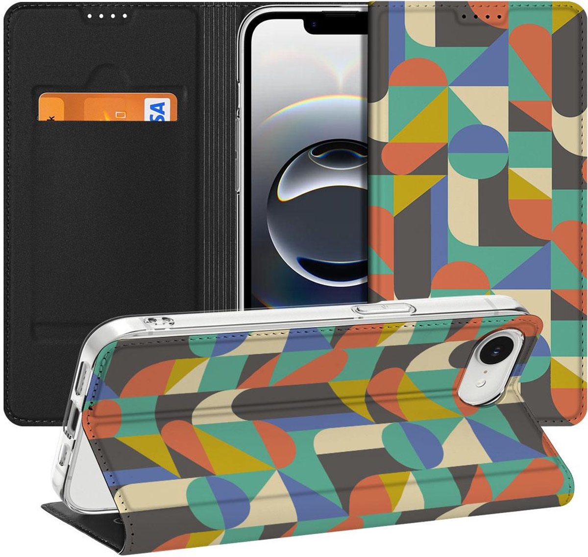 Apple iPhone 16e/17e Hoesje met Magneet Funky Retro