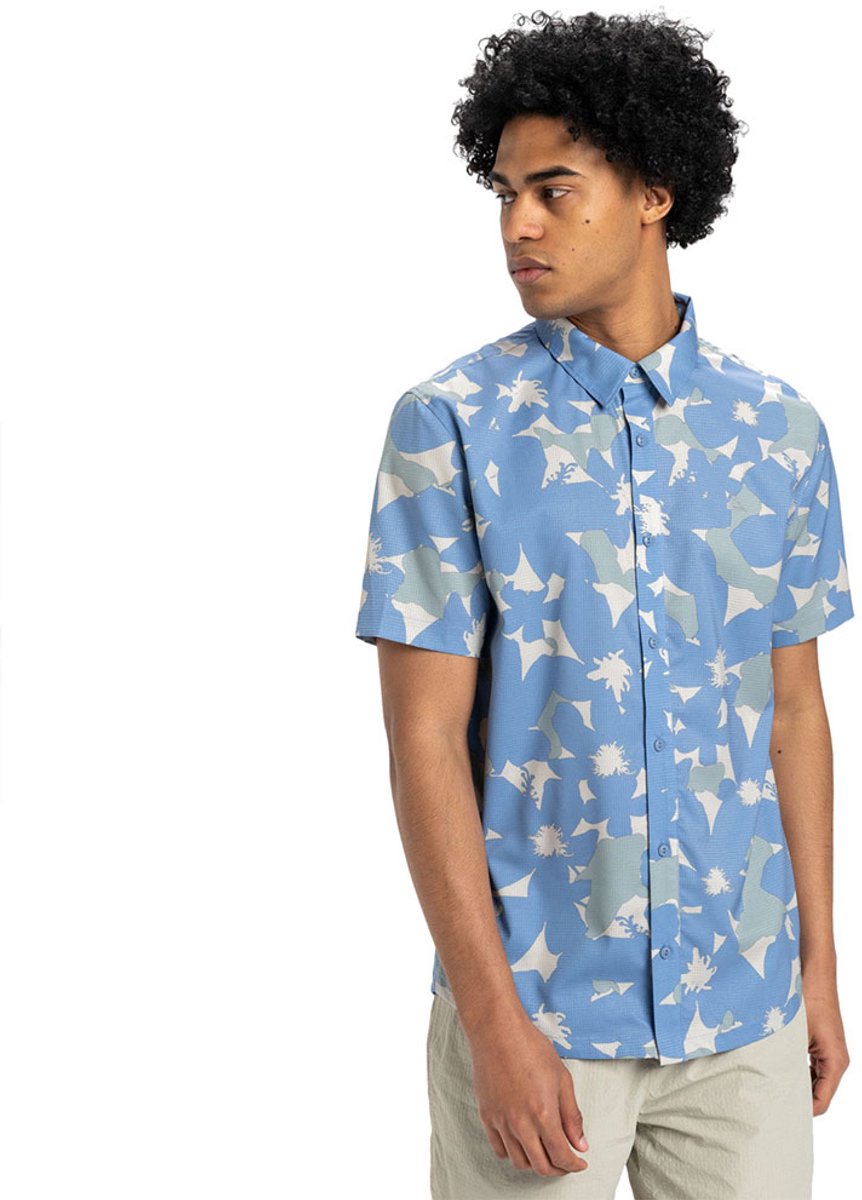 Quiksilver Handtman Overhemd Met Korte Mouwen L Man Blauw