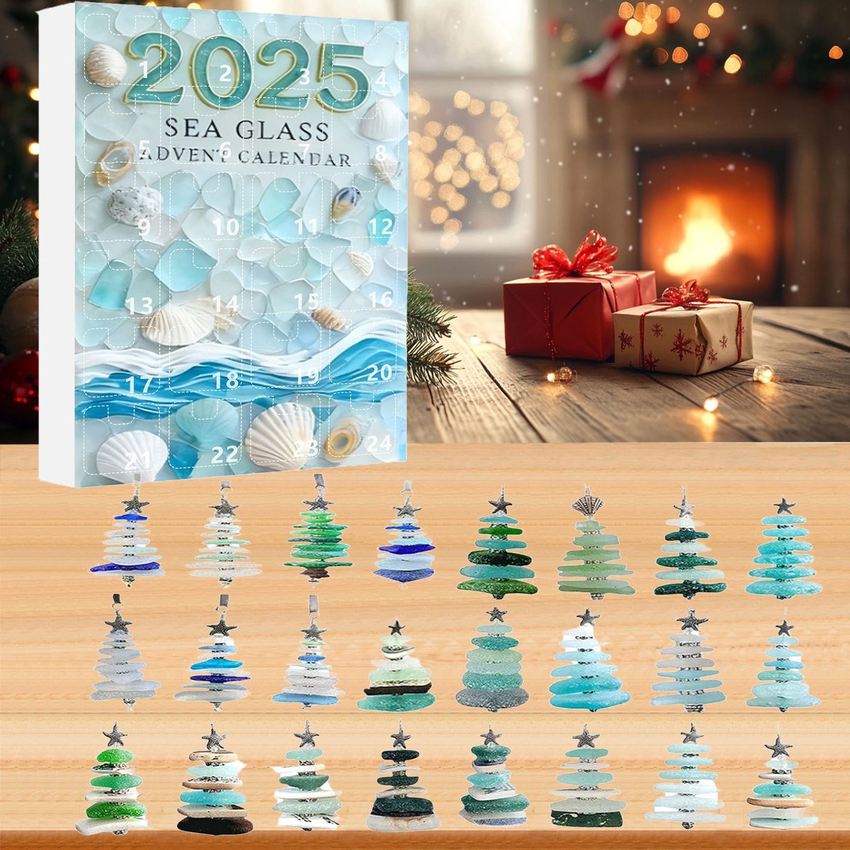Kerst adventskalender blindbox hangende acryl hanger in feestelijke stijl.