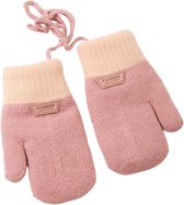 YSXY Schattige wanten voor baby's en peuters, gebreide handschoenen voor 1, 2, 3, 4, 5, 6 jaar, jongens en meisjes, winter, warme gebreide handschoenen met koord, fleece binnenvoering