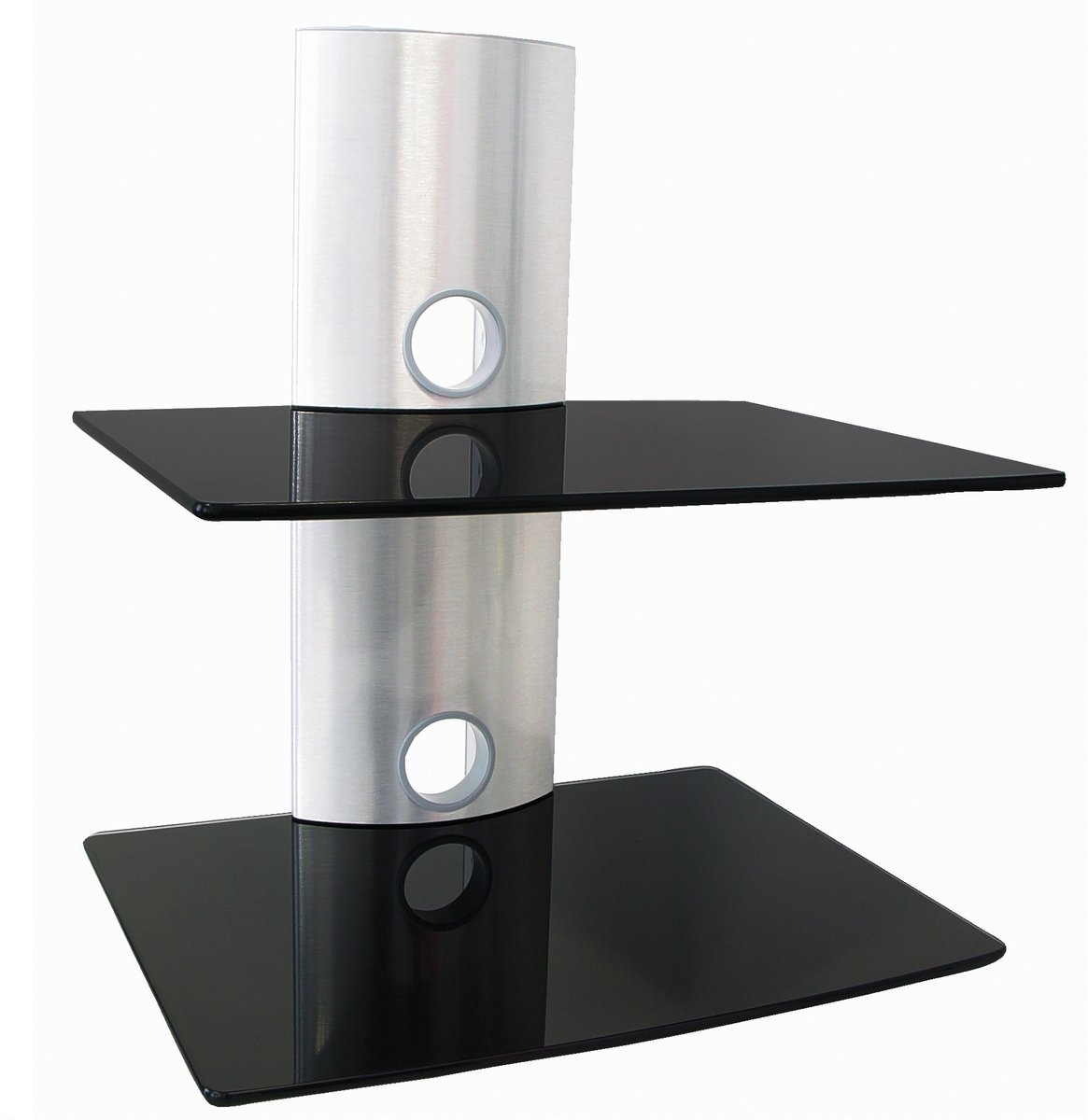 My Wall muurbeugel met 2 planken voor A/V apparaten / zwart/zilver
