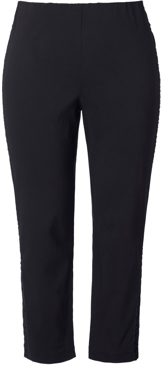 MIAMODA - Dames - Bengaline broek Slim Fit geplooide stroken aan de zijkant - Zwart - Maat 42