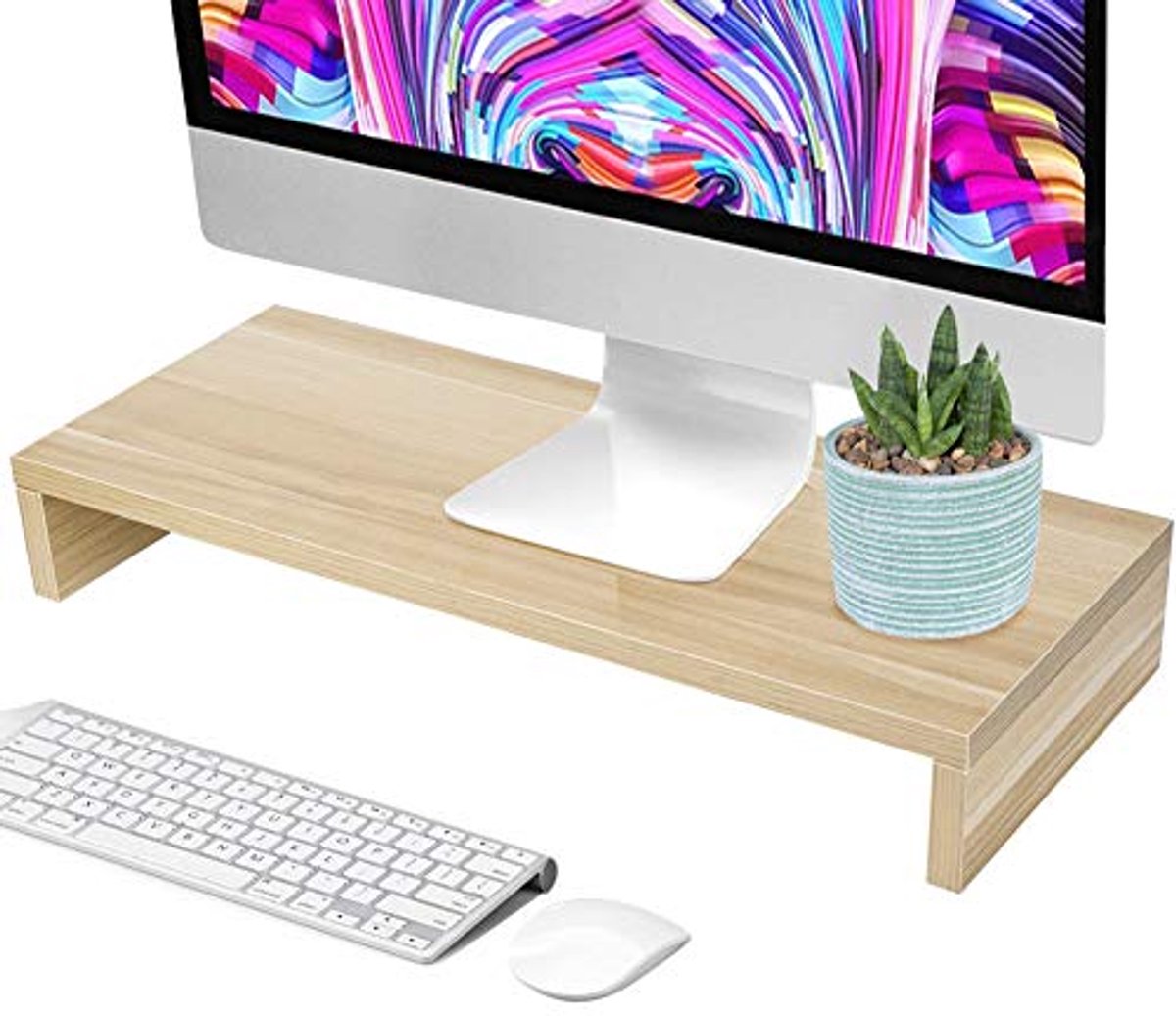 Houten Monitorverhoger voor Bureau - Ergonomische Stand voor Laptop en PC