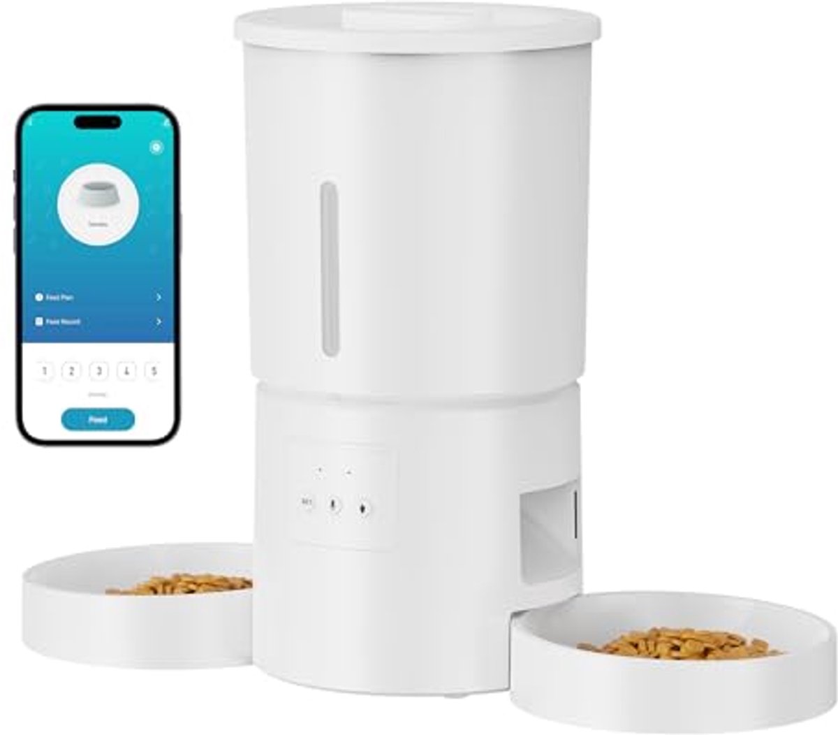 Voederdispenser voor kleine en middelgrote huisdieren met app-bediening en geprogrammeerde timer
