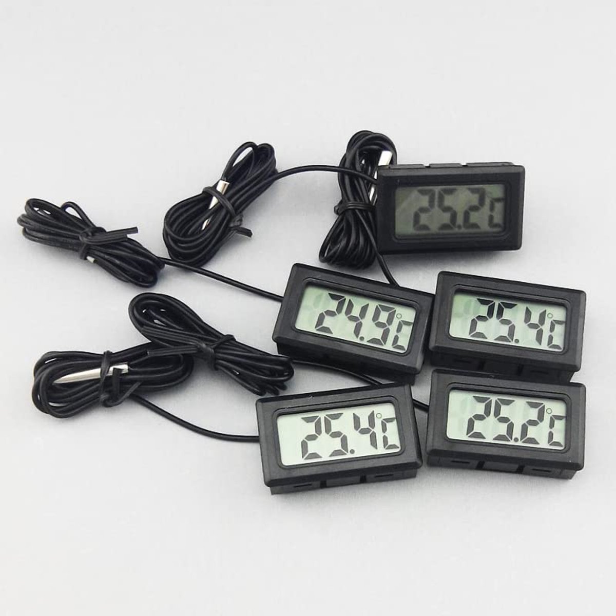 LCD Digitale Thermometer Temperatuursensor Tester - 5 Stuks voor Koelkast, Vrieskisten en Aquaria