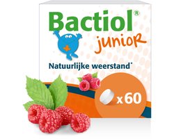 Bactiol Junior Probiotica - Kinderen van 3 tot 12 jaar - 60 Kauwtabletten met Heerlijke Frambozensmaak – Lactosevrij, Glutenvrij, Zonder Soja - Met 5 Miljard Levende Bacteriën & Vitamine D - Ondersteunt Immuunsysteem en Darmflora