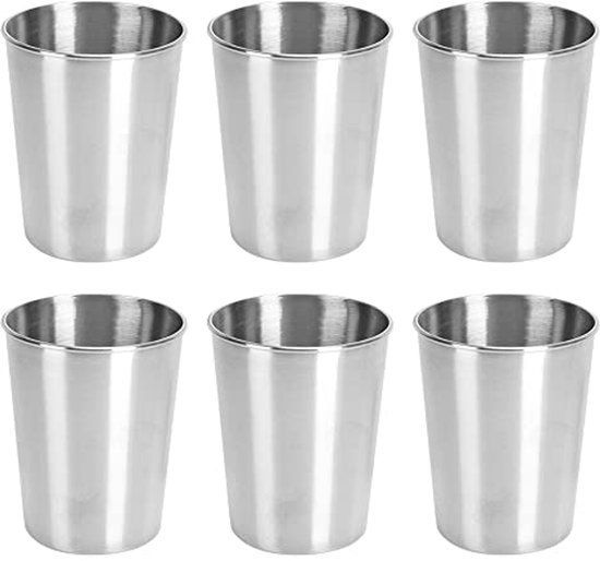 Ensemble de gobelets en acier inoxydable - 6 Gobelets portables pour le camping et la maison - Gobelets en métal de 250 ml