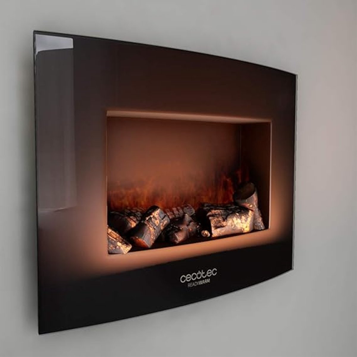 Elektrische Sfeerhaard GlowFlame™ 2200 – 22” Gebogen Glas – 2000W – Realistisch LED Vlam Effect – Afstandsbediening – Timer – 2 Warmtestanden – Veilig & Stil – Voor 20m² Ruimtes – Zwart HomeByNicole