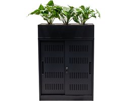 GAME HERO® Schuifdeurkast - Kantoorkast met slot - Archiefkast - Dossierkast - Met plantenbak - Zwart