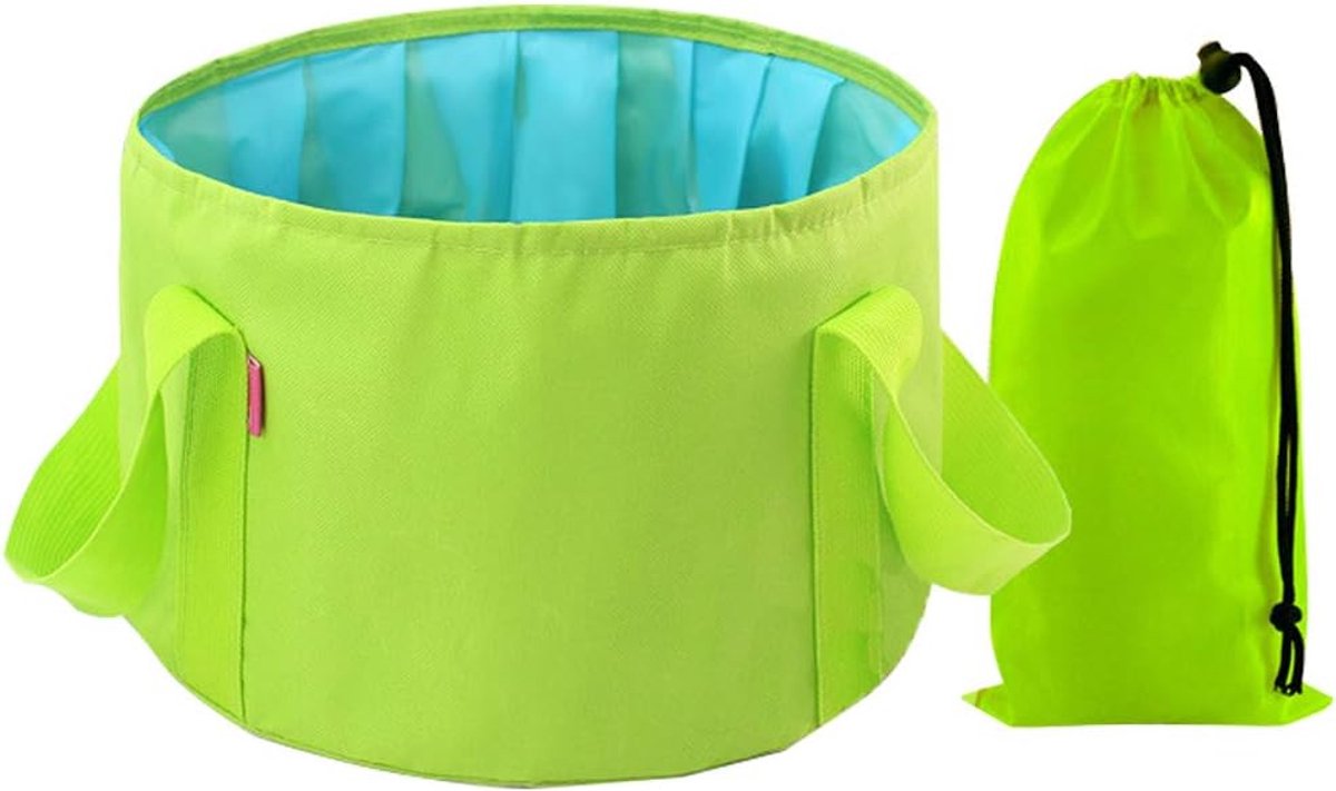 Opvouwbare wasbak, opvouwbare wasbak, waterkanister, opvouwbare spoelbak, voor camping, vissen, party, tuin, 15 l groen
