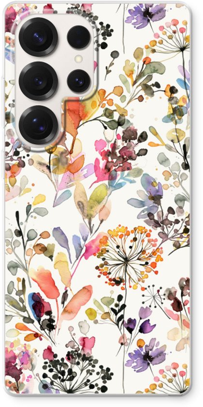 Étui Case Company® - Compatible avec Samsung Galaxy S25 Ultra - Motif herbes sauvages - Coque souple - Protection intégrale et des bords de l'écran