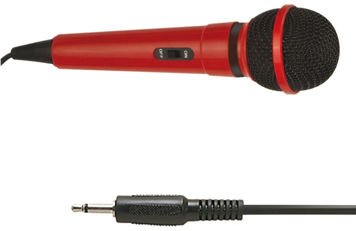 Mr Entertainer bedrade karaoke microfoon - 3,5mm Jack / rood - 2,8 meter