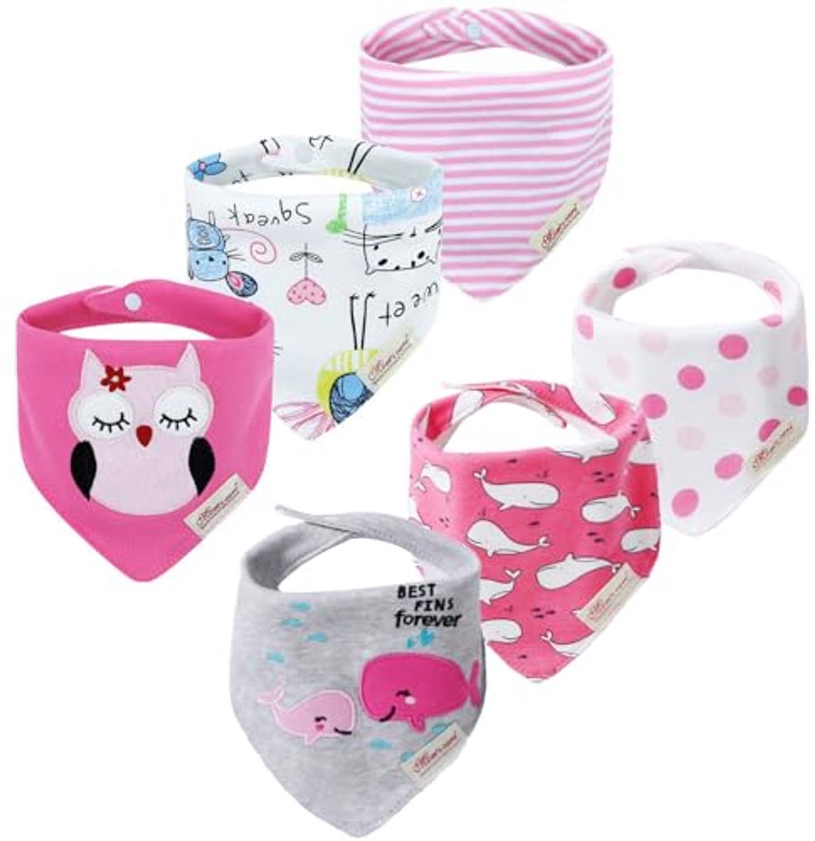 Image of Absorberende Bandana Slabbetjes voor Pasgeborenen | 6 Stuks | Zacht Katoen en Waterdicht