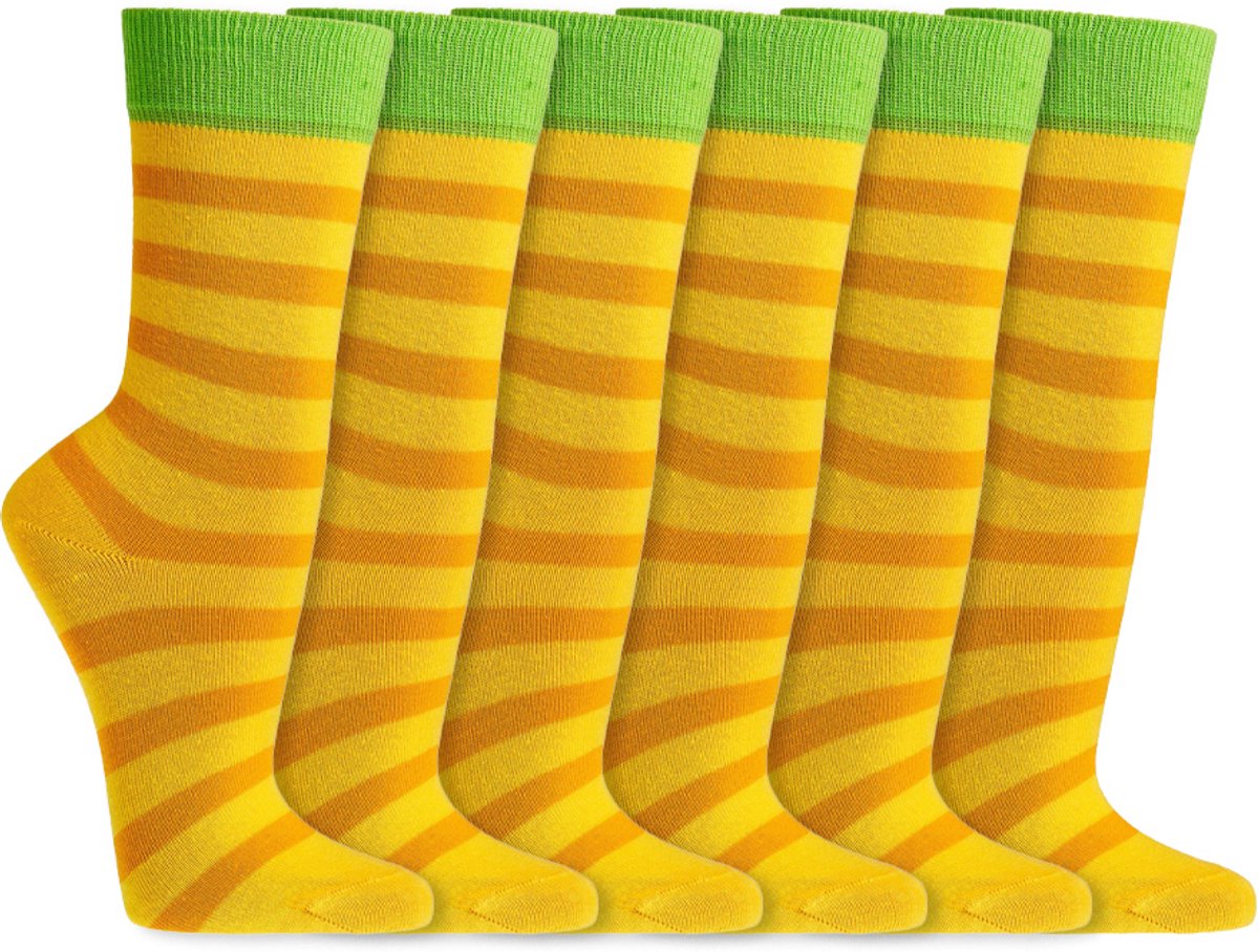 Biologische kindersokken | Vrij van schadelijke stoffen | Merk: Socks4Fun | Maat: 19 t/m 38 | Kleur: Geel | 6 Paar