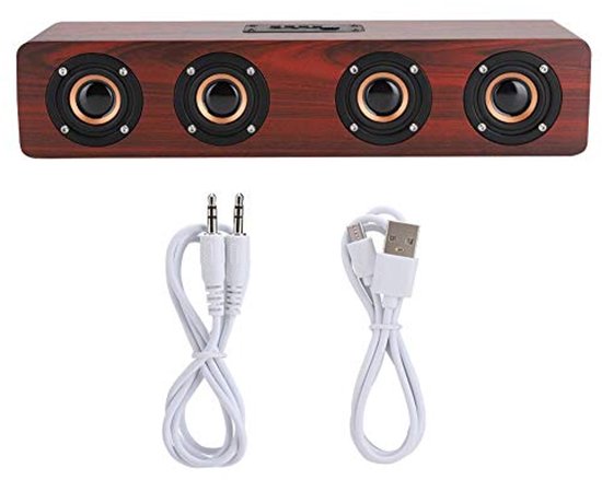 Houten Bluetooth Soundbar - 12W HiFi TV-luidspreker met AUX, TF-kaart en FM Ondersteuning van Avenzo. — afbeelding 4