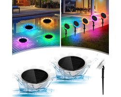 Zwembadverlichting – zwembadlamp – drijvende verlichting – Tuinverlichting op zonne energie – tuinverlichting buiten staand met stekker – voor kinderen, badkuip, spa, zwembad, tuin, feest – Sfeerverlichting – Tuindecoratie – 2 stuks