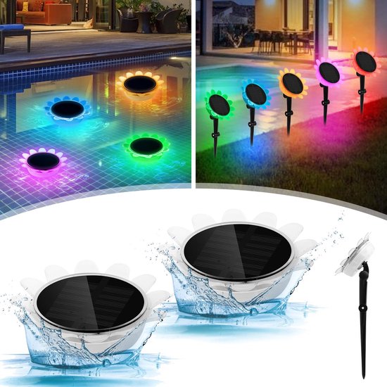 PChero 2 Stuks Drijvende Zwembadlampen Op Zonne-energie – IP68 Waterdicht, LED Theelichtjes Met Lichtsensor, Warmwit Licht, Ideaal Voor Vijver, Tuin, Terras En Balkon