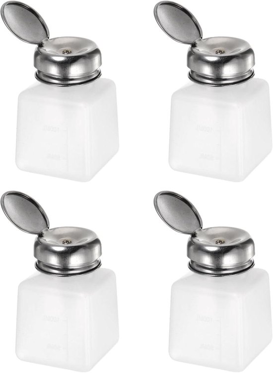 QUARKZMAN 3 Stück Lösungsmittel-Alkoholspender 100ml (3,4oz) Druck-Flüssigkeitsspenderpumpe Flasche mit Versiegelung Edelstahldeckel für Aceton Reinigungsmittel Polish Remover, Pink