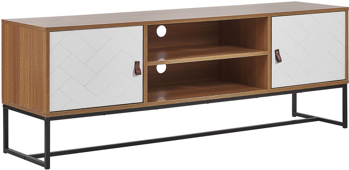 Beliani NUEVA - TV-meubel - Lichte houtkleur - MDF Wit