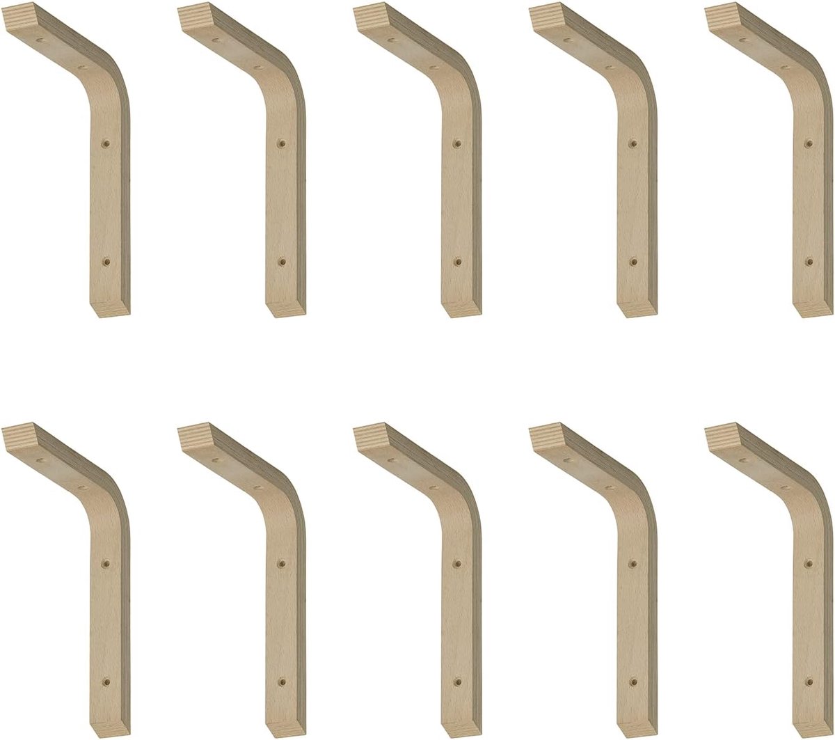 siwitec multiplex console 150 x 200 x 28 mm van beukenhout in een set van 10, plankconsole van hout