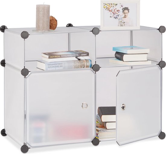 Relaxdays Schoenenkast, steekkast met deuren, H x B x D: 95 x 85 x 31,5 cm, 12 vakken, rekkensysteem van kunststof, zwart