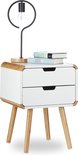 relaxdays Nachtkastje - 2 lades - Scandinavisch design - hout - wit relaxdays Nachtkastje - 2 lades - Scandinavisch design - hout - wit