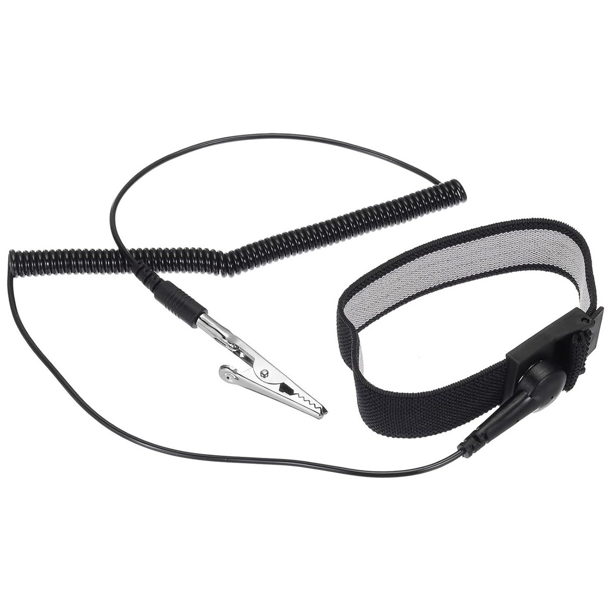 Allecto plus - Antistatische Polsbanden, 28 cm Omtrek, Set van Armbanden, Verstelbaar, Krokodillenclip, Elektronische Reparatie, Zwart - Bescherming tegen ESD