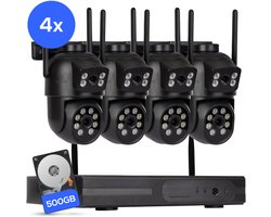 Teceye Dual Camera Beveiliging Set met 4x Wifi IP Camera - Camera Beveiliging Buiten Draadloos, Wifi Beveiligingscamera Set Buiten - Beveiligingscamera - Beveiligingscamera buiten - Beveiligingscamera Draadloos buiten - CCTV Camerasysteem
