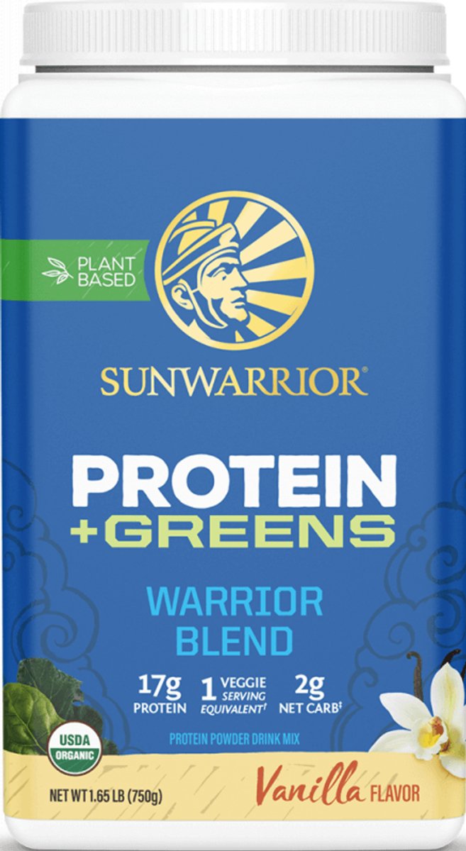 Sunwarrior Warrior Blend + Greens Organic (750g) Vanilla - Eiwitten - Veganistisch eiwit