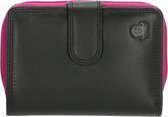 Happy Wallet - Compacte dames portemonnee leer met rits - RFID - zwart - multicolor