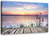 Schilderij Vogels boven zee, 2 maten, multi-gekleurd, Premium print