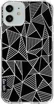 Casetastic Apple iPhone 12 / iPhone 12 Pro Hoesje - Softcover Hoesje met Design - Abstraction Lines Black Print