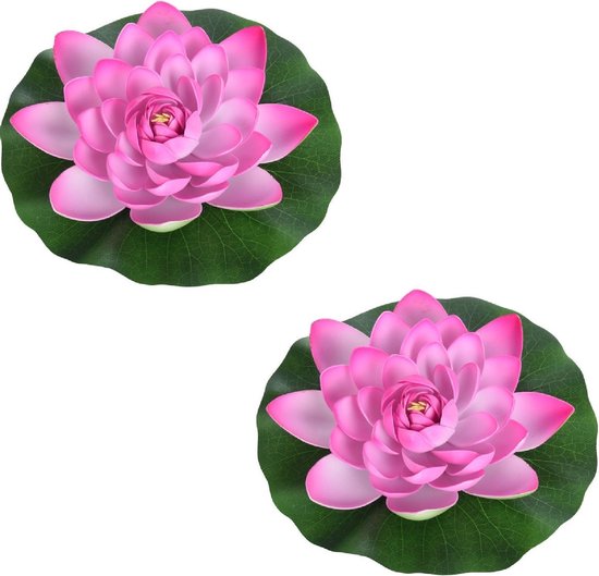 2x Fleurs de nénuphar artificiel flottant rose 18 cm - Accessoires de  jardin -... | bol.com