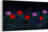 Schilderij - Abstracte regen en bloemen — 100x70 cm