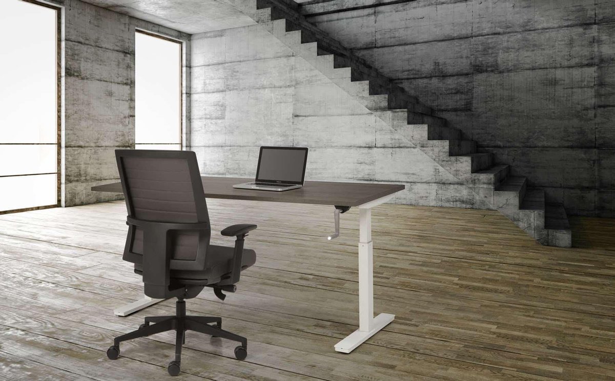 Bureau Teez Slinger zit/sta verstelbaar breed 160CM diep 80CM80CM bladkleur Kersen framekleur Antraciet (Ral 7016)