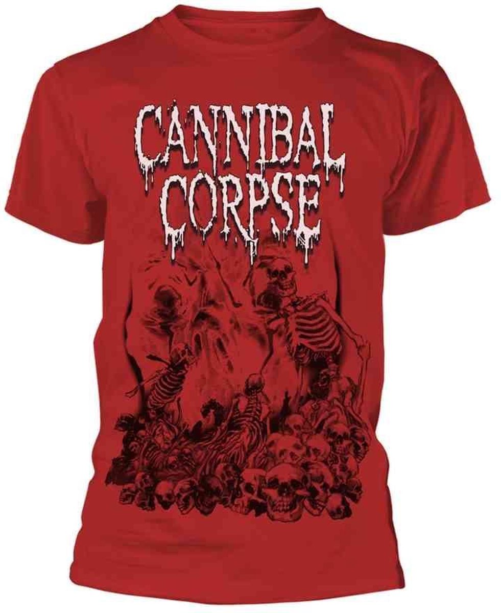 Cannibal Corpse Heren Tshirt -L- Pile Of Skulls 2018 Rood