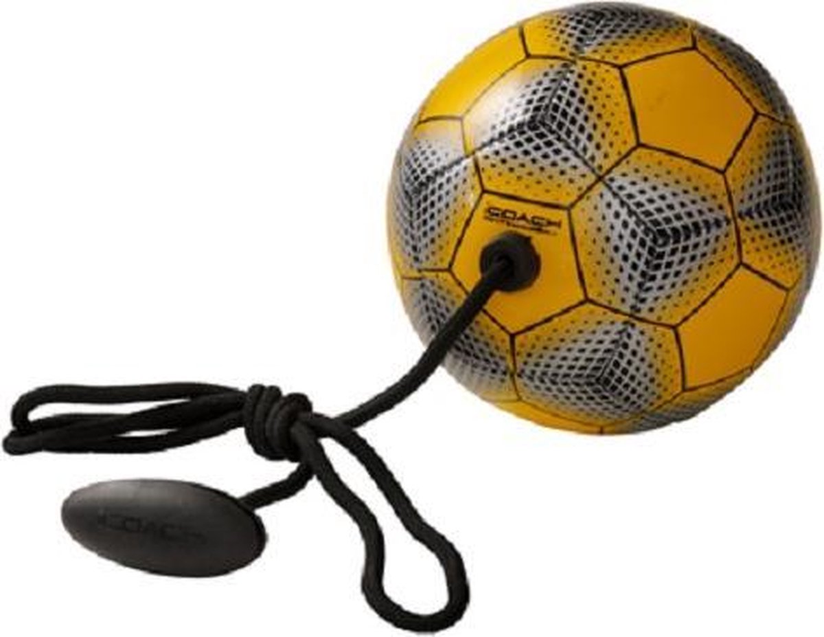 Icoach mini voetbal aan koord - geel/grijs/zwart