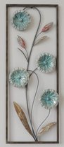 wanddecoratie - metaal schilderij - bloemen - 28x73