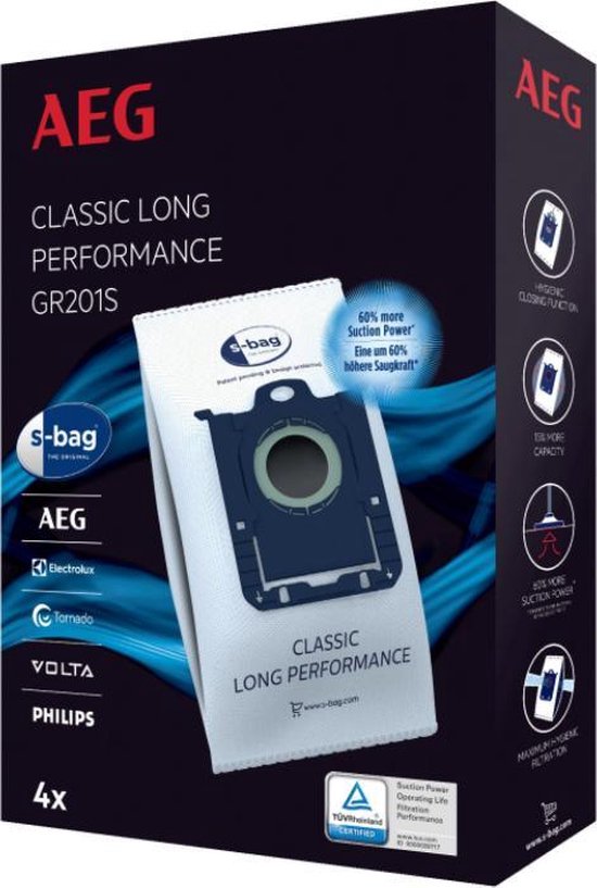Aeg Electrolux Philips s-bag sacs d'aspirateur d'origine - 4 pièces - sBag  long... | bol.com