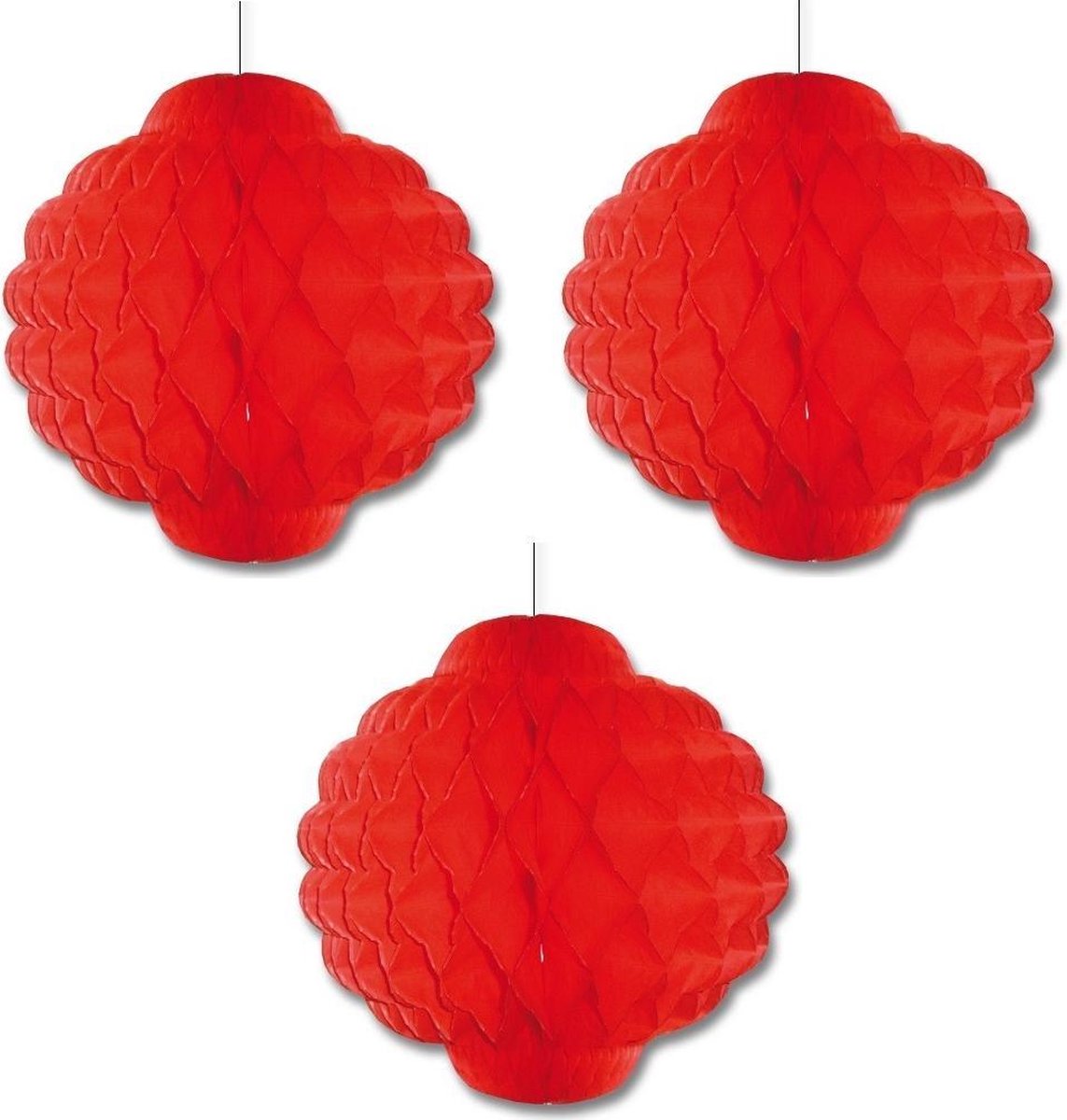 Set van 3x stuks rode Aziatische thema decoratie lampionnen 30 cm - Chinese/Japanse feestartikelen plafond versieringen - Merkloos
