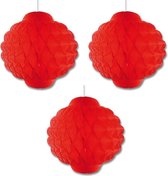 Set van 3x stuks rode Aziatische thema decoratie lampionnen 30 cm - Chinese/Japanse feestartikelen plafond versieringen