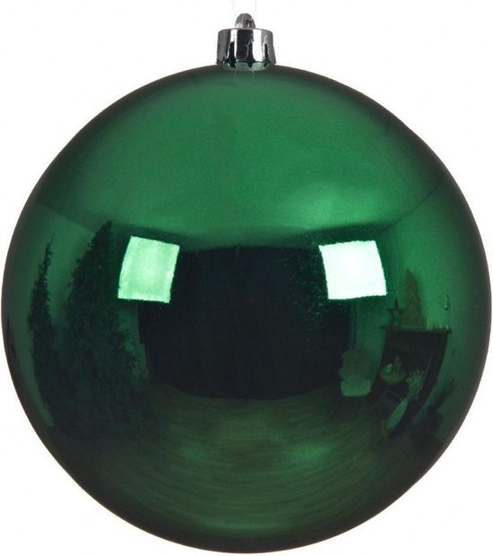 6x Grote kerst groene kunststof kerstballen van 14 cm glans kerst groene kerstboom...