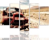 Schilderij Oude truck in de woestijn, 5 luik, XXL, premium print