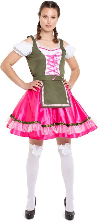 Folat - Oktoberfest Dirndl Jurk Roze maat XXL (44) - Carnavalskleding - Carnavals kostuum - carnavalskleding dames - verkleedkleding