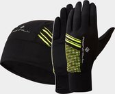 Ronhill Beanie and Glove Set Black/Yellow