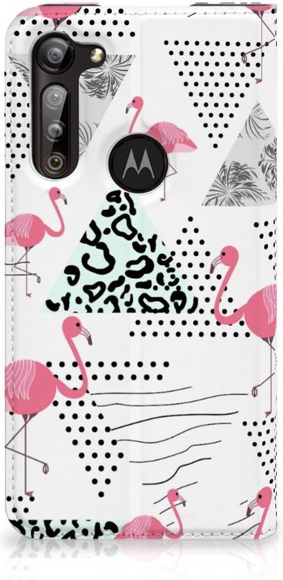 Étui pour téléphone Personnaliser Étui Bookstyle pour Motorola Moto G8 Power Triangle Flamingo