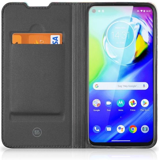 Motorola Moto G9 Plus Telefoonhoesje met Pasjes Flamingo Triangle