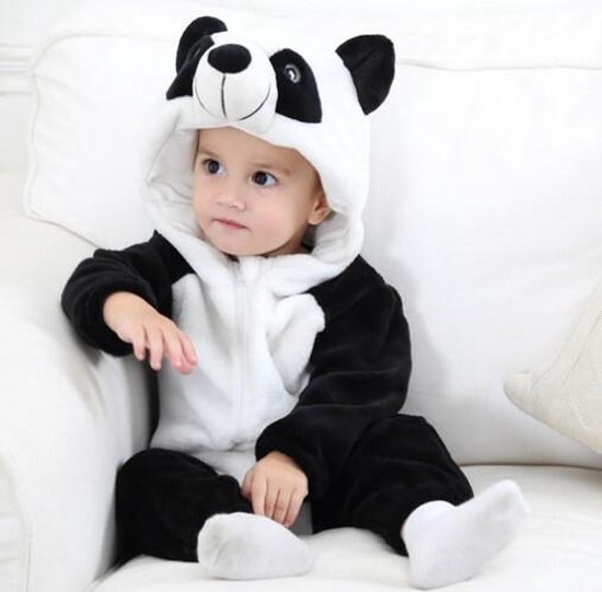 Budino Baby Romper Pyjama Onesie Pandabeer Dier - Wit Zwart - maat 70