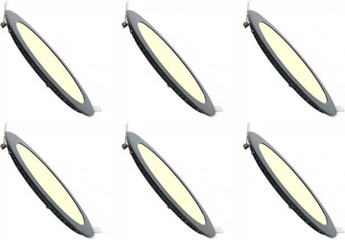 LED Downlight Inbouwspot Dimbaar 6 Stuks - Brinton Thin - 4W 280lm 120° Bundelhoek - Warm Wit 3000K - IP40 - Rond - Zwart - Ø85mm Buitenmaat - Ø70mm Zaagmaat