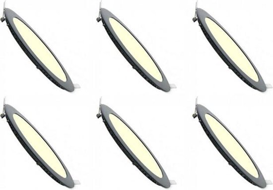LED Downlight Slim 6 Pack - Inbouw Rond 3W - Dimbaar - Warm Wit 2700K - Mat Zwart Aluminium - Ø83mm